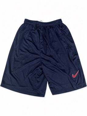 Men's Navy Athletic Shorts with Red Swoosh